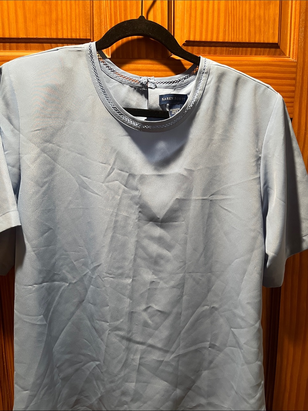 Karen Scott Pale Blue Short-Sleeve Crewneck Tee